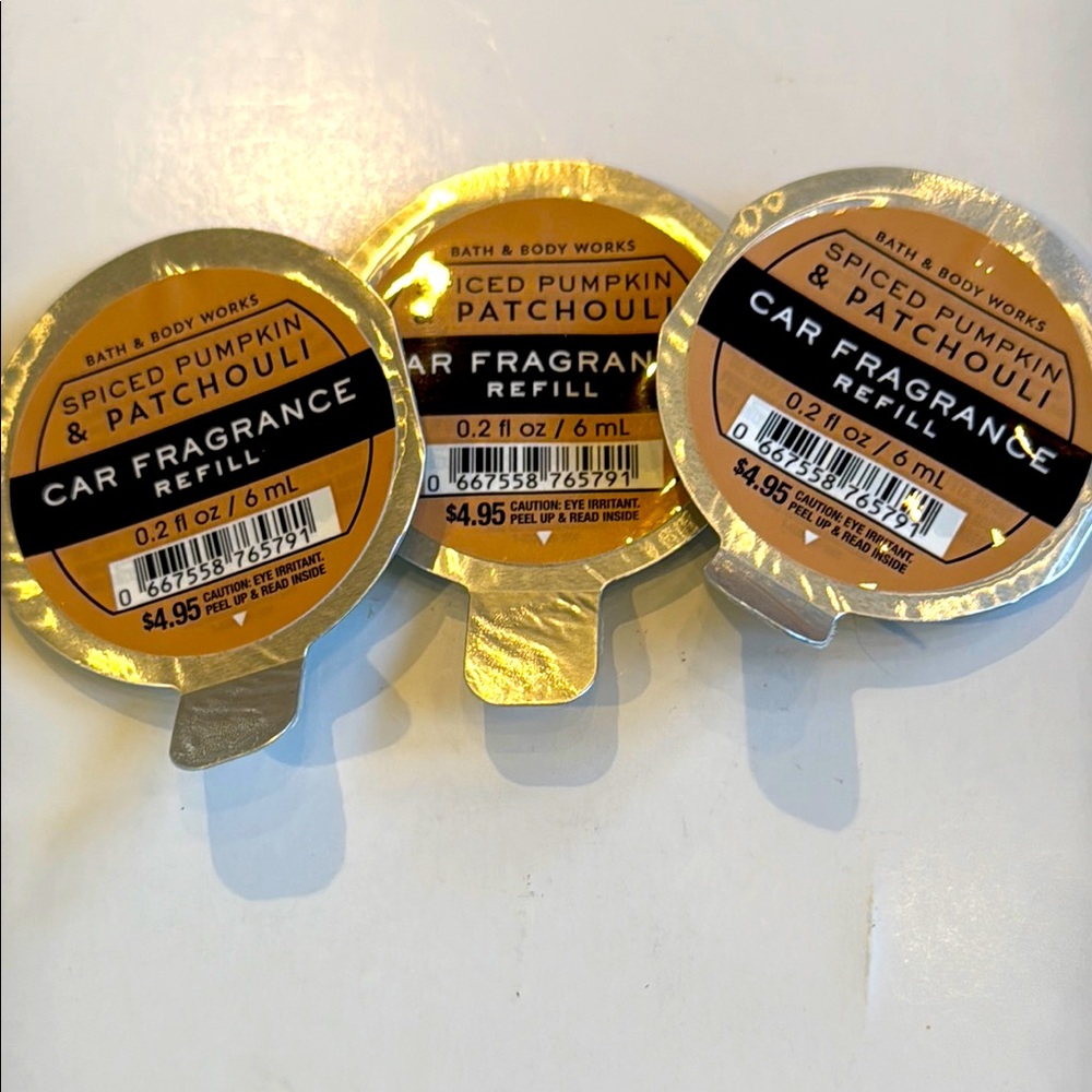 🔥BLOWOUT DEAL! BBW CAR FRAGRANCE REFILL SET/3 SPICED PUMPKIN & PATCHOULI NWT